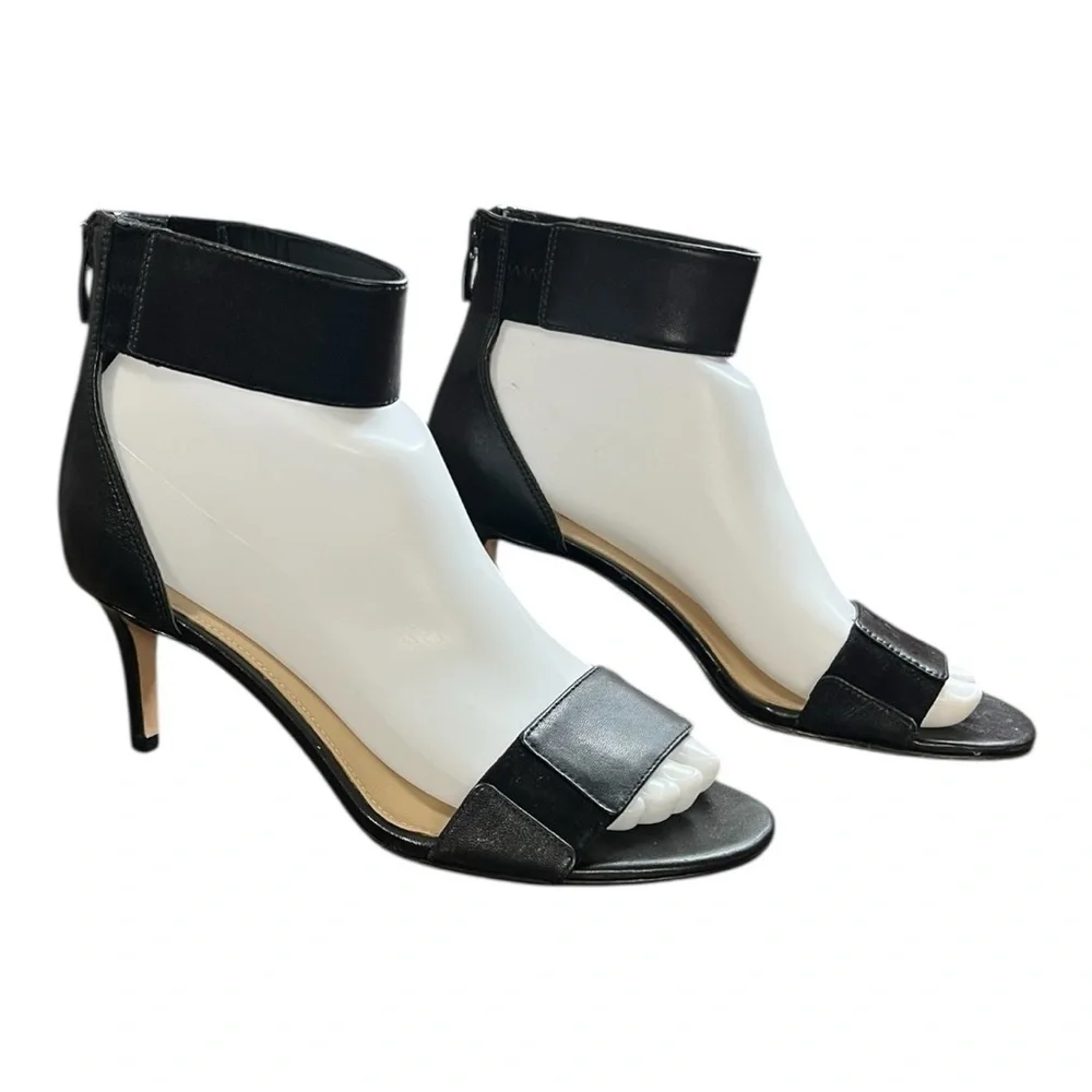 Via Spiga B-Lavinia Black Stilettos Zippered Heel and Ankle Strap Accents 6M